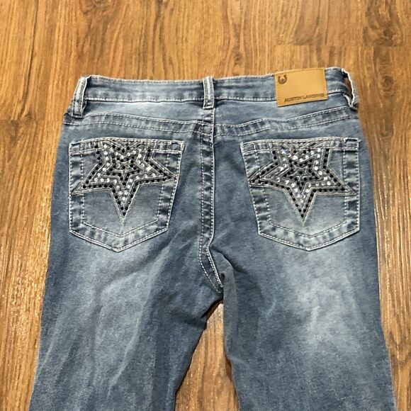 Austin Landing Jeans Junior Womens 3 Rhinestone Star Pockets Western Flare Rodeo - Picture 9 of 11